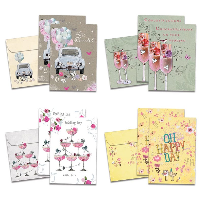 Tree-Free Greetings - Wedding Greeting Cards - Artful Designs - 8 Assorted Cards + Matching Envelopes - Made in USA - 100% Recycled Paper - 5"x7" - Perfect Wedding (GA31462) - Image 1
